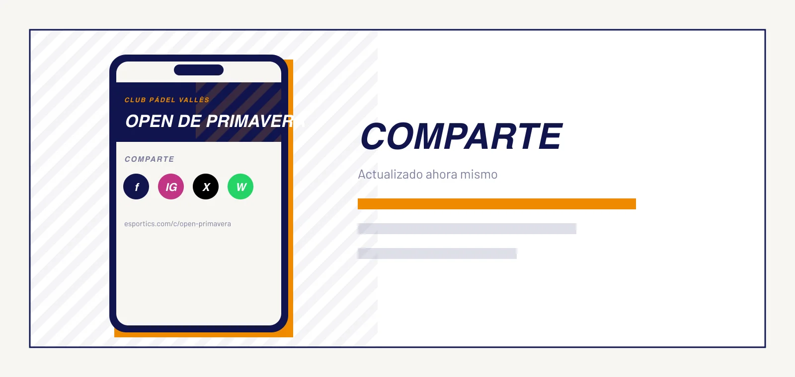 Tarjeta para compartir en redes y clasificación incrustada en la web del club