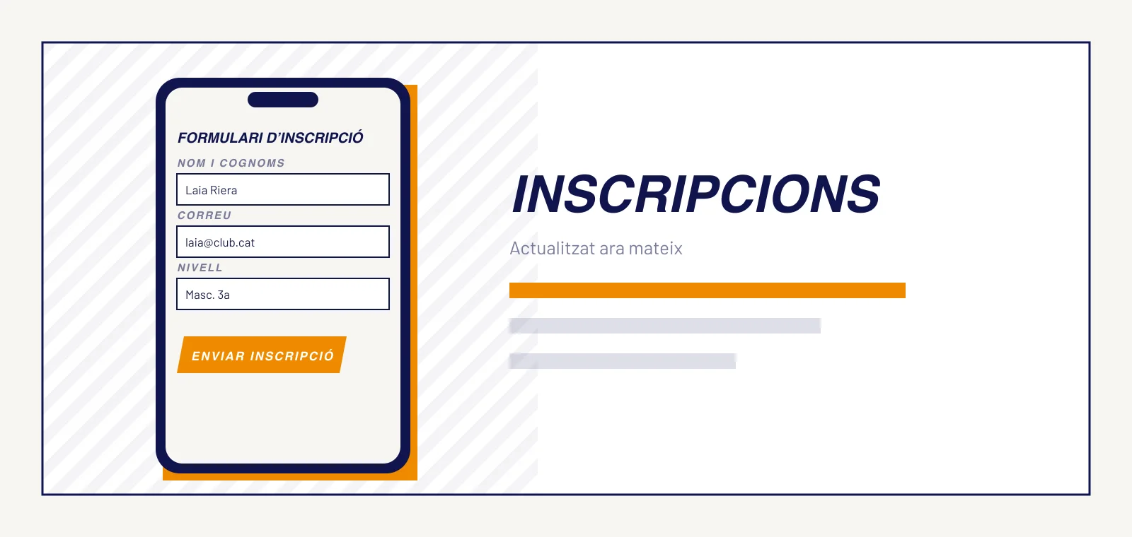 Formulari d’inscripció i llista d’inscrits amb l’estat del pagament