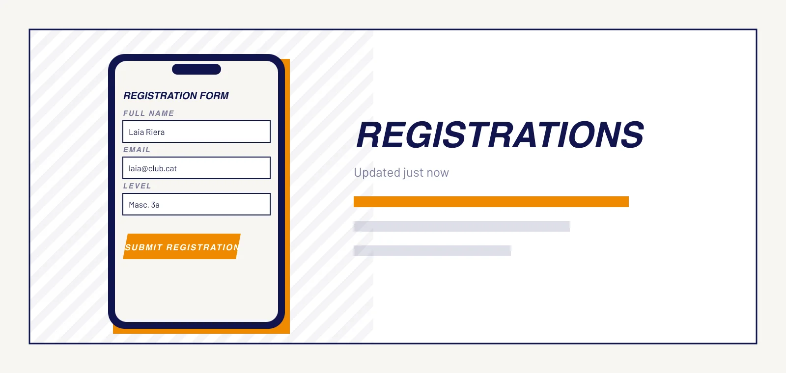 Registration form and list of entries with payment status